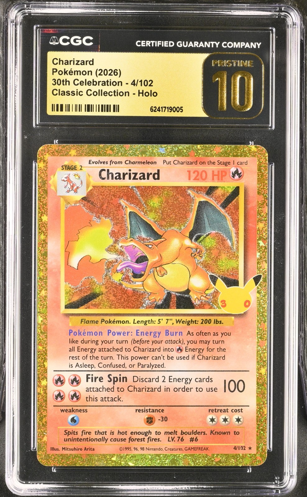 CGC 10 Pristine - Charizard 4/102 Pokemon Celebrations 30th Anniversary Classic