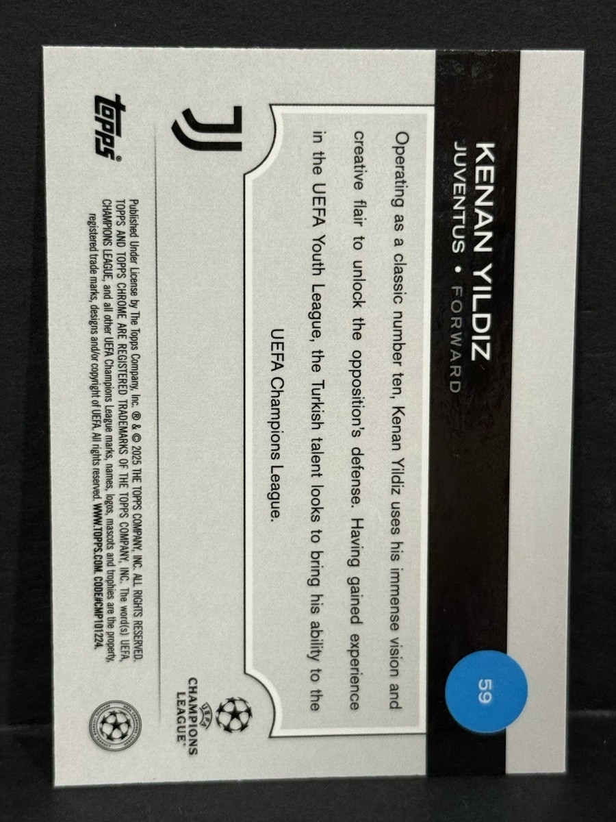 2024-25 Topps Chrome UCC Juventus Kenan Yildiz Future Star Green