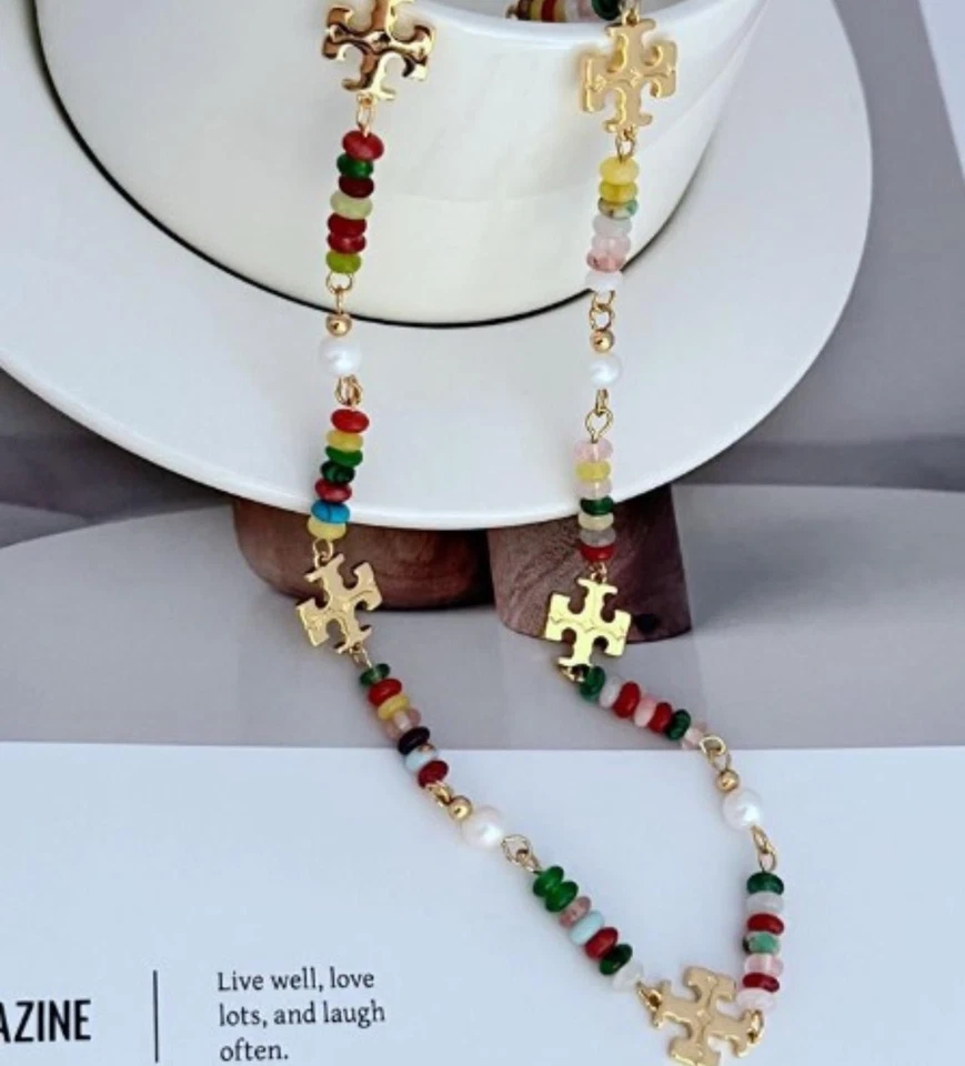 ¡Nuevo! Collar Tory Kira Colorido Cuentas con Acentos Dorados Tamaño:51cm Foto 3 de 3