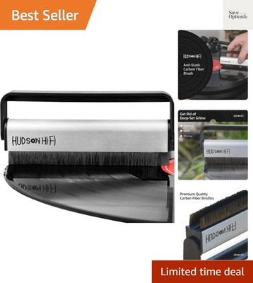 Gentle Anti-Static Vinyl Record Brush with Carbon Fiber Bristles for LPs