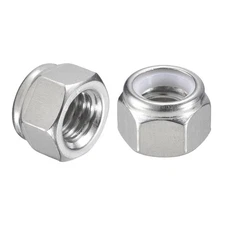 50Pcs 7/16"-14 Nylon Insert Hex Lock Nuts, 316 Stainless Steel, Silver&White