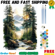 Landscape Paint by Numbers Kit, Forest Paint by Numbers for Adults Beginners, DI
