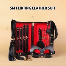 Deluxe Full-Leather Restraint Set, Complete BDSM Kit for Couples Sensual Play