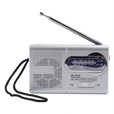Multifunction Mini Pocket Am FM BCR119 Radio Speaker Receiver Telescopic Ant SET