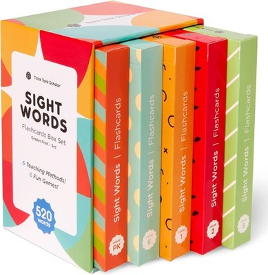 520 Sight Words Flash Cards Dolch Fry Reading Set for Kids PreK Grade 3
