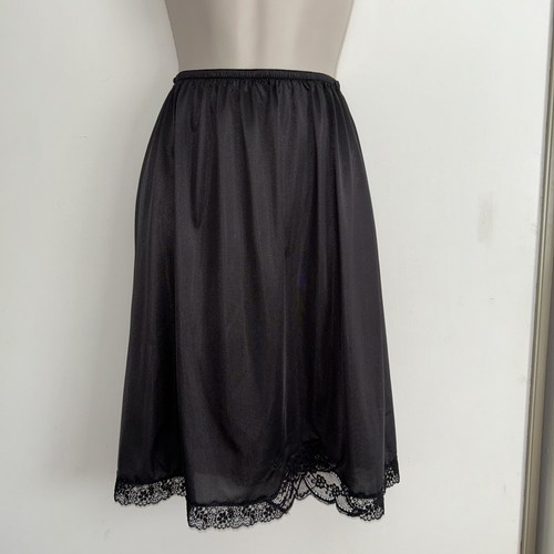 Vtg Christian Dior Women’s Black Half Slip Lace Trim Size Sml-Made USA Monogram