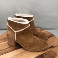 UGG Kasen Suede Leather Shearling Lined Tan Ankle Booties Boots Womens Size 7.5