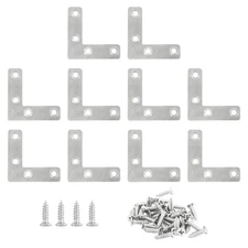 10Pcs 2 x 2 Inch L Bracket Corner Brace (50 X 50mm), Stainless Steel Flat Cor...