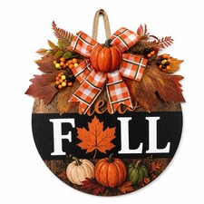 Fall Wreaths for Front Door, Thanksgiving Harvest Pumpkin Autumn Decor Sign
