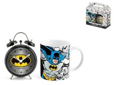 Geschenkset Wecker Porzellan Becher Batman Home Dekoriert Weiß