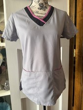 Grey's Anatomy by Barco Active Womens Scrub Top Size XS Light Gray Preowned