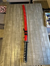 RED Japanese Samurai Sword KATANA High Carbon Steel Ninja Blade Dragon Tang Wood