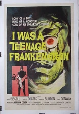 I WAS A TEENAGE FRANKENSTEIN MOVIE POSTER '57 - AIP HORROR-LINENBACKED