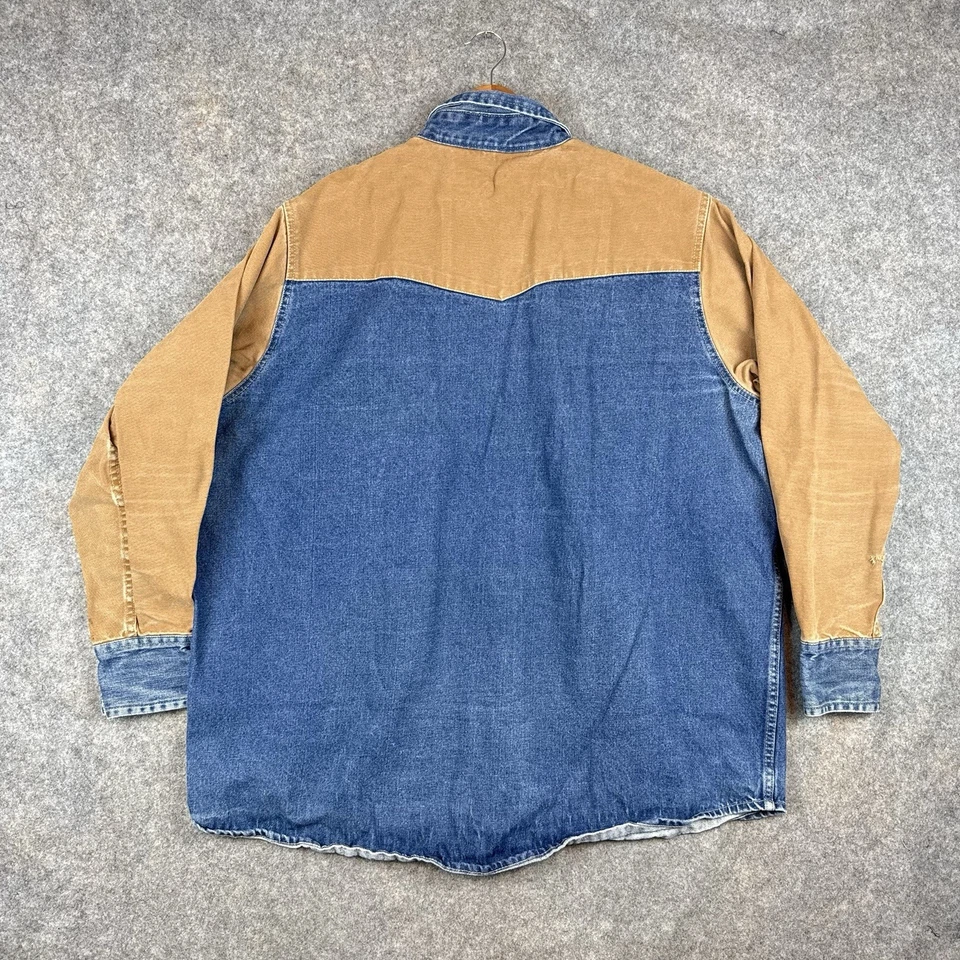 Rasco FR Pearl Snap Denim Canvas Shirt Mens 2XL Blue Flame Fire Resistant Yoke - Image 2 of 4