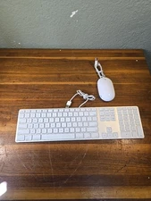 Apple White Aluminum USB Wired Keyboard A1243 and Apple wired Mouse A1152