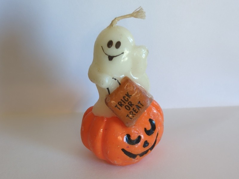 Russ Berrie Vintage Ghost In Jack O Lantern Halloween Mini Wax Candle 80s 90s