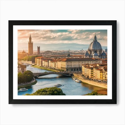 Sunset In Florence Art Print Framed Wall Art Poster Canvas Print Picture
