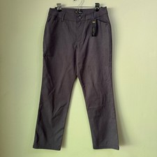 Lee Pants Women 10 S Gray Straight Leg Relaxed Fit Mid Rise Wrinkle Free New