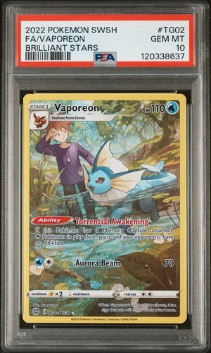 Pokemon Vaporeon Brilliant Stars Full Art TG02 PSA 10 Gem Mint