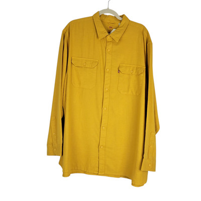 Levi's Relaxed Fit Shirt Mens size XL Mustard Yellow Pockets Western NWT *FLAW*
