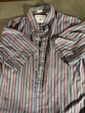 Vintage Manhattan Striped Short Sleeve Button Up Men  s L Multicolor Purple Retro