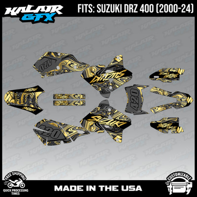 Graphics kit for Suzuki DRZ400 SM, S and E (2000-2024) Snagged - Gold