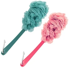 2Pack Back Scrubber for Shower Loofah Sponge Brushs Exfoliating Body Long Handle