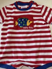 Vintage red white and blue 90s romper 6/9 month size