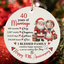 Happy 40th Anniversary Ornament Cute Santa Claus 40 Year Marriage Christmas Gift