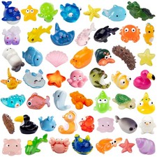 50pcs Mini Ocean Resin Animals, Miniature Figurines for Desk Pets, Resin Char...