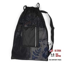 Large Mesh Swim Bag, Drawstring Sling Bag for Swimming, Pool  Beach Jet Black