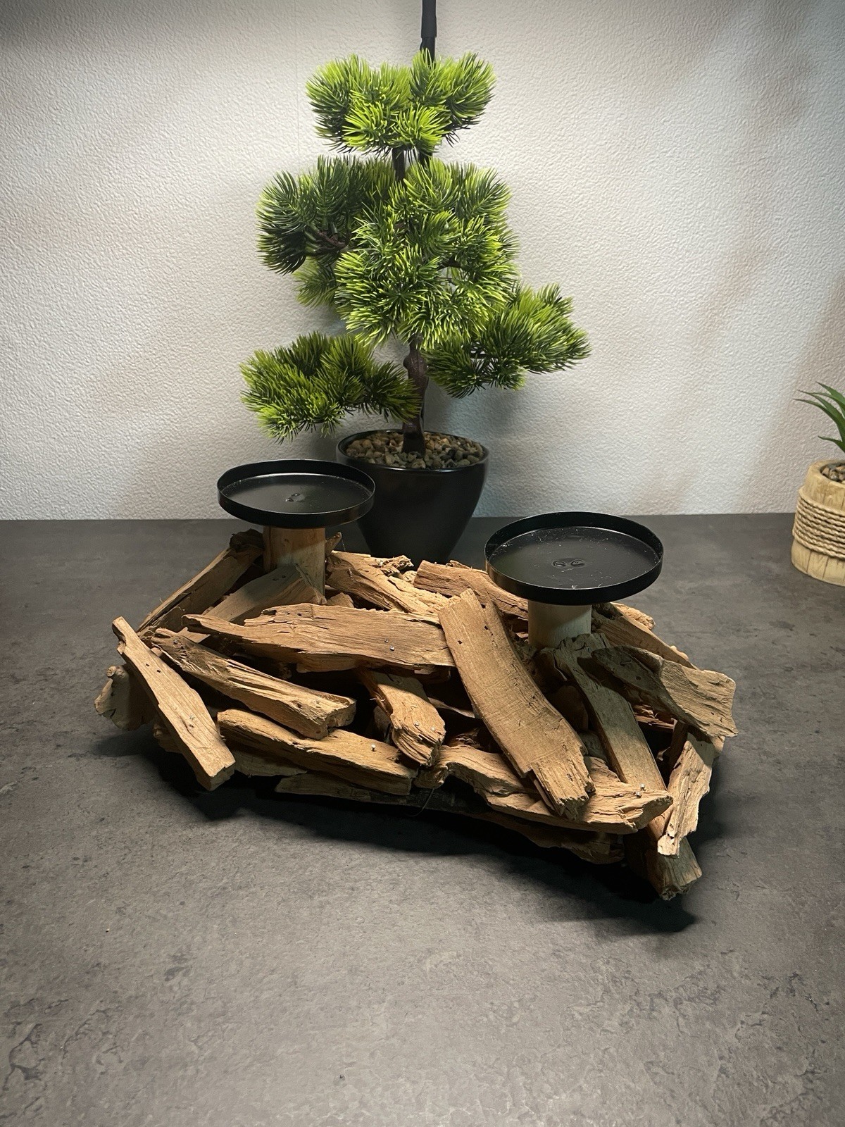 Kerzenständer für 2 Kerzen Kerzenhalter Treibholz Tischdeko aus Holz