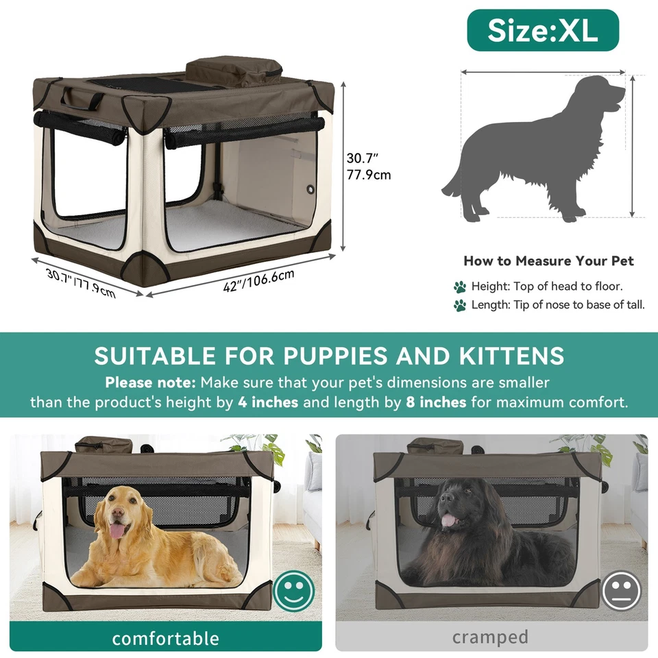 Okcora Cajón Plegable para Perros Portátil Cajón para Perros 4 Puertas Plegable Suave Perrera Foto 3 de 4