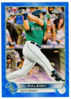 2022 Topps Chrome Cal Raleigh Blue Wave Refractor Rookie Card RC 63/75 #149 MLB