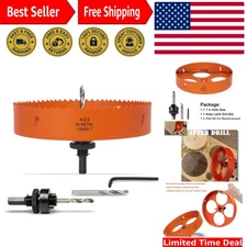 7 Inch Hole Saw with Arbor for Metal Wood Plastic, 7 in Bi-Metal Hole Cutter ...