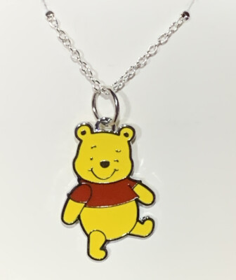 Silver Disney Winnie The Pooh Double Sided Pendant on Silver Necklace  Chain!!
