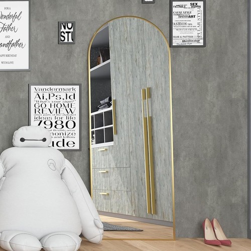 CASSILANDO Arched Full Length Mirror 162*53cm Floor Mirror Metal Frame - Picture 29 of 45
