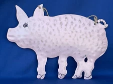 Vintage Primitive Metal PINK PIG Porky Piggly Wiggly Petunia Wall Sign ❤️blt17m3