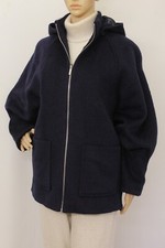 Lacoste Unisex Alpaca Mohair Hooded Bomber Jacket Coat Navy Bnew 16-18uk 23"