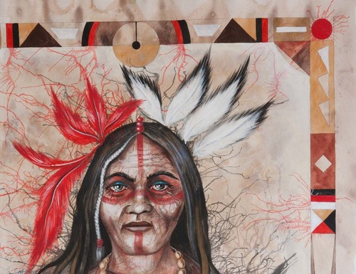 contemporary art men portrait shaman ethnic colonial tribal regional painting by - Picture 2 of 24