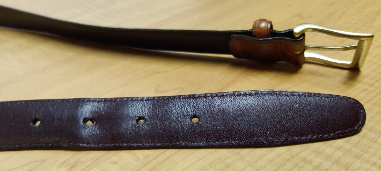 Brown, Men's belt solid brass rectangular gold to… - image 18