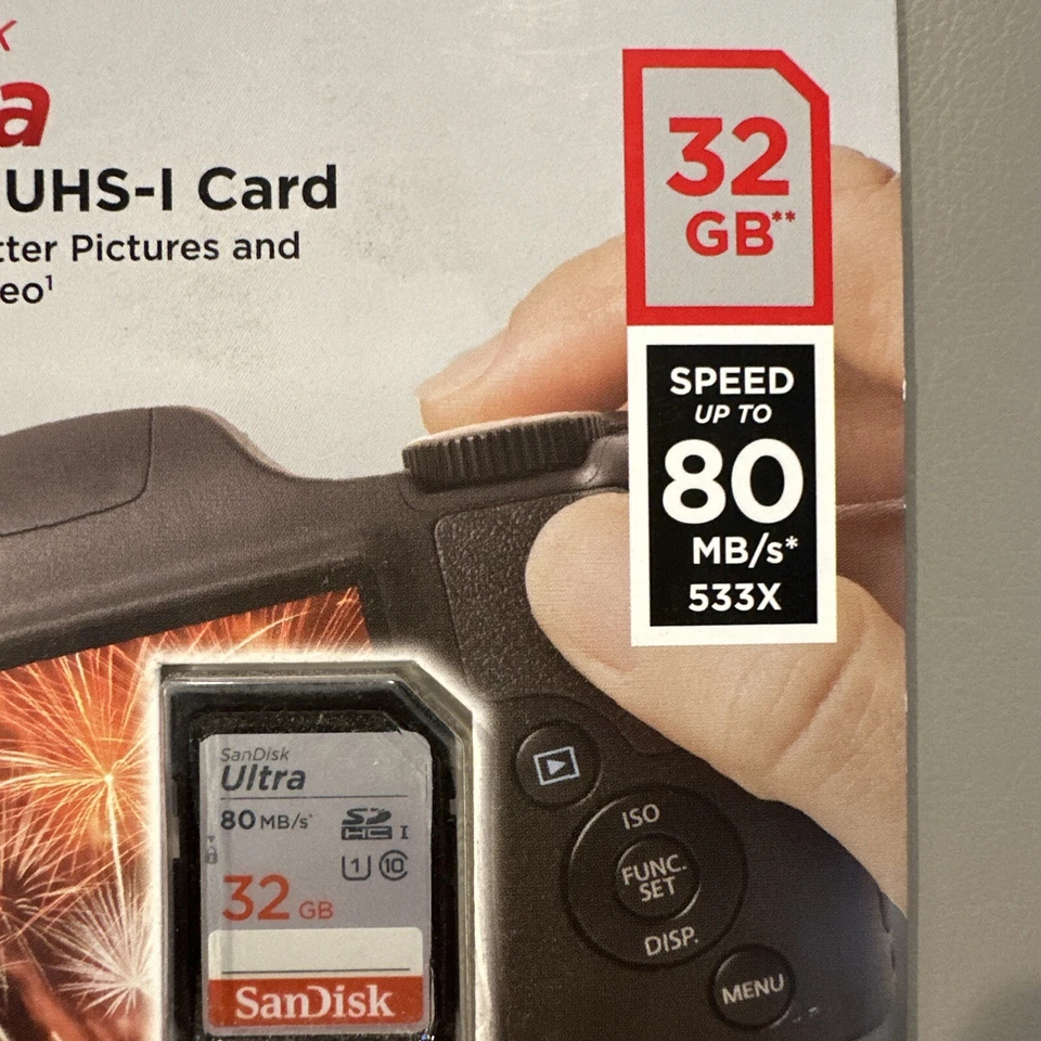 SanDisk 32GB SDHC UHS-1 (80 MB/s )533x Ultra Card SEALED / NEW!! + BONUS - Image 3 of 4