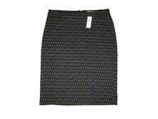 Anthropologie MAEVE Hannon Navy Yellow Textured Slit Pencil Skirt  14 NWT 98