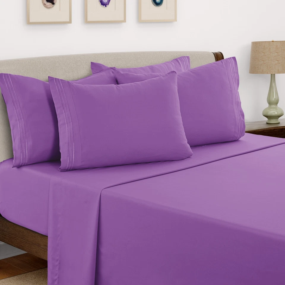 Juego de sábanas de 6 piezas serie 1800 microfibra confort bolsillo profundo sábanas de hotel Foto 4 de 4