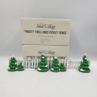 2-Pack Dept 56 Village Frosty Tree-Lined Picket Fence 5207-8 Metal Accessory 