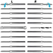 20 Pack 3/16" Swage Lag Screws T316 Stainless Steel Left & Right Handed Threa...