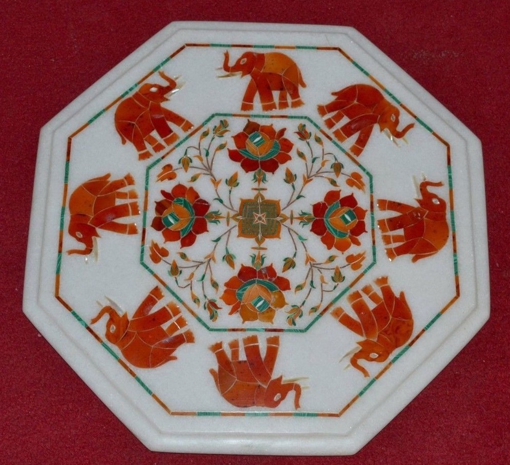 white Marble side Table Top Inlay art handmade decor craft Work