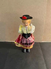 Vintage 1950's Souvenir Doll with European Dress (possibly Italian) - 7" tall