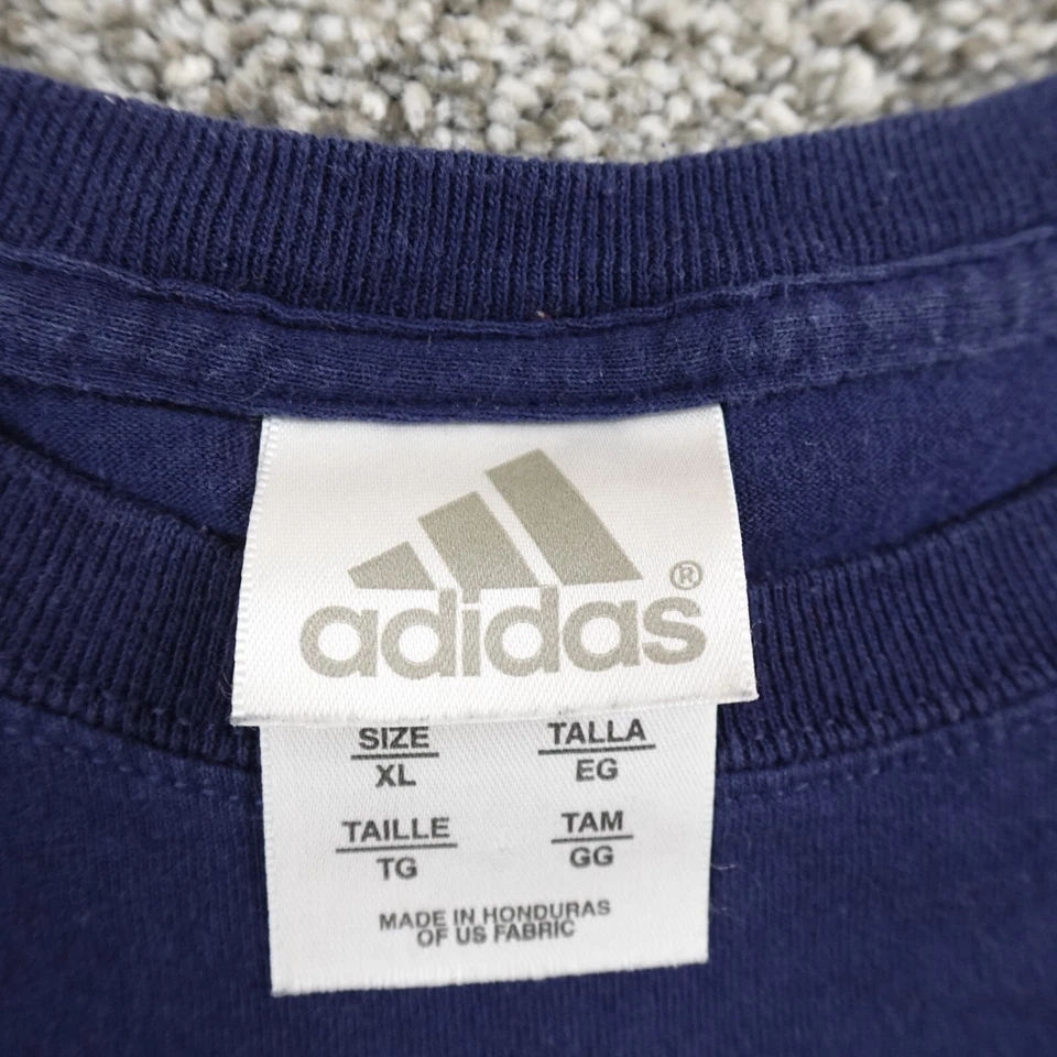 Camiseta De Colección Adidas Para Mujer XL Azul Gráfico Spellout Manga Corta Informal Y2K 00s Foto 3 de 4