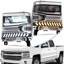VLAND LED Headlights For 2016-2018 Chevrolet Silverado 1500 Front Lamps LH+RH